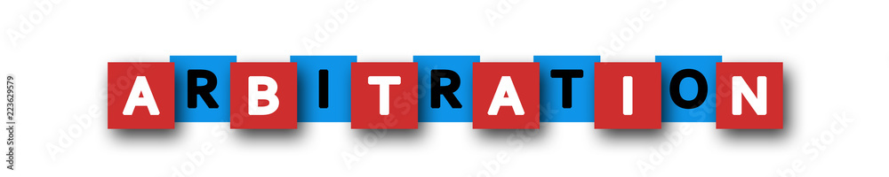 Arbitration - letters written in beautiful boxes on white background Arbitration - letters written in beautiful boxes on white background