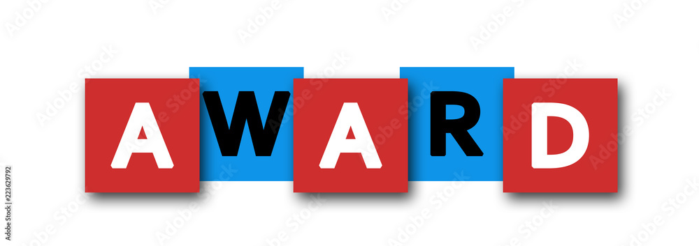 Award - letters written in beautiful boxes on white background Award - letters written in beautiful boxes on white background