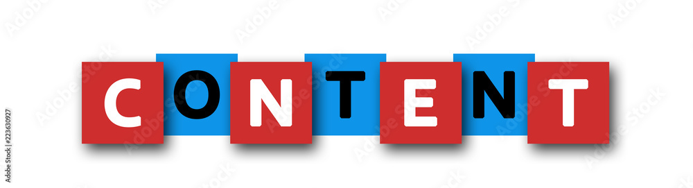 Content - letters written in beautiful boxes on white background Content - letters written in beautiful boxes on white background