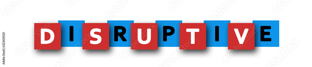 Disruptive - letters written in beautiful boxes on white background Disruptive - letters written in beautiful boxes on white background