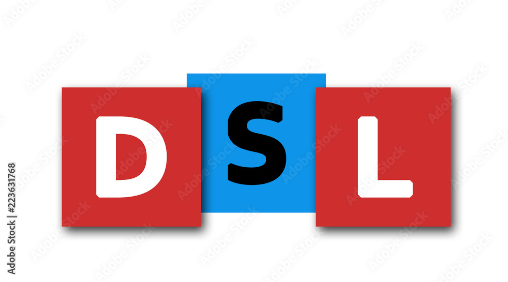 DSL - letters written in beautiful boxes on white background DSL - letters written in beautiful boxes on white background