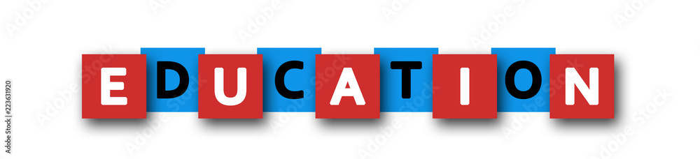 Fototapeta premium Education - letters written in beautiful boxes on white background