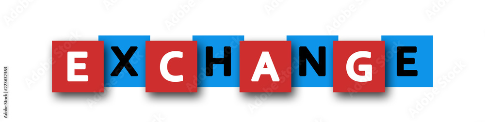 Exchange - letters written in beautiful boxes on white background Exchange - letters written in beautiful boxes on white background
