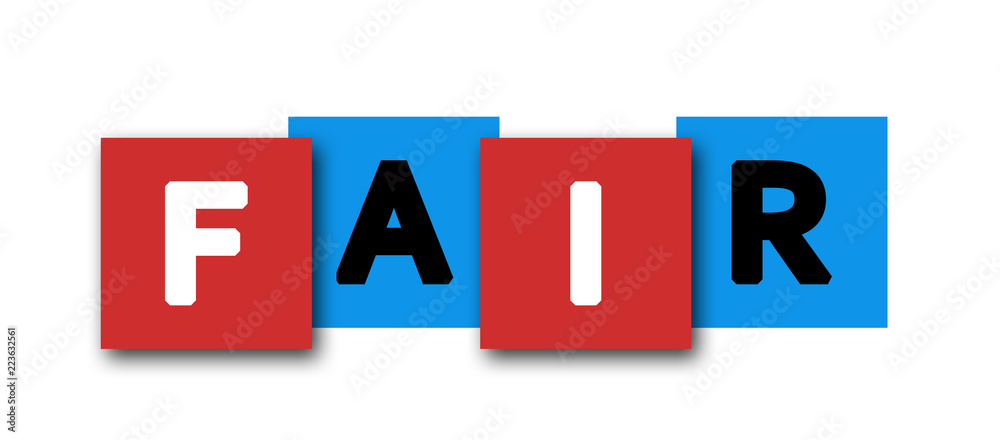 Fair - letters written in beautiful boxes on white background Fair - letters written in beautiful boxes on white background