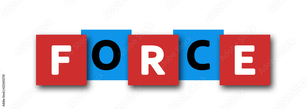 Force - letters written in beautiful boxes on white background Force - letters written in beautiful boxes on white background