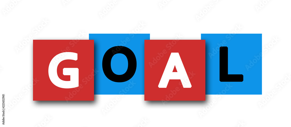 Goal - letters written in beautiful boxes on white background Goal - letters written in beautiful boxes on white background