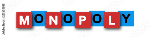 Monopoly - letters written in beautiful boxes on white background