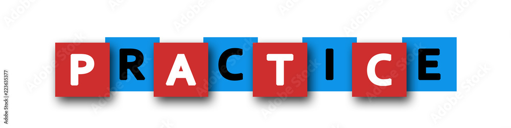 Practice - letters written in beautiful boxes on white background Practice - letters written in beautiful boxes on white background