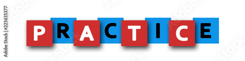 Practice - letters written in beautiful boxes on white background