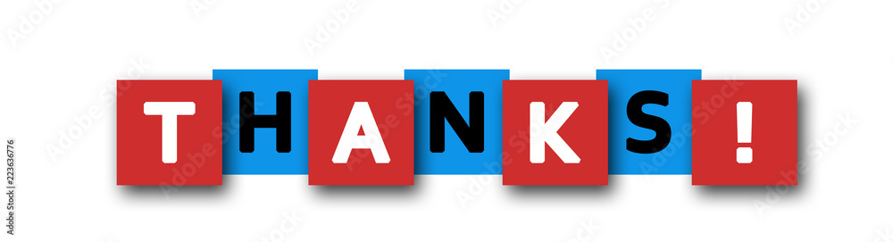 Thanks! - letters written in beautiful boxes on white background Thanks! - letters written in beautiful boxes on white background
