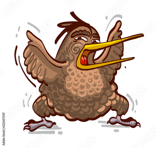 vector sketch the New Zealand kiwi cartoon bird Stock Vector | Adobe Stock