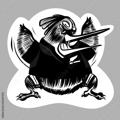 vector sketch the New Zealand kiwi rugby cartoon bird