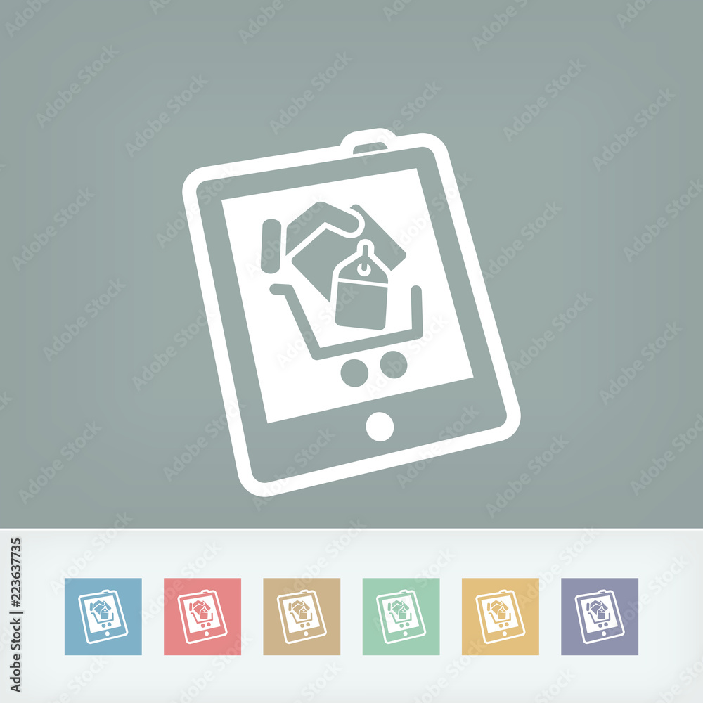 Shopping on tablet icon Shopping on tablet icon