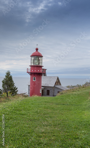 red lighthouse Gaspe Quebec

