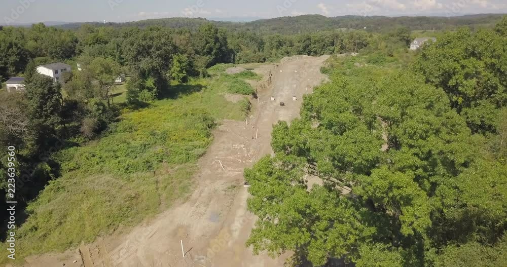 Drone of housing construction path outside rich development Drone of housing construction path outside rich development