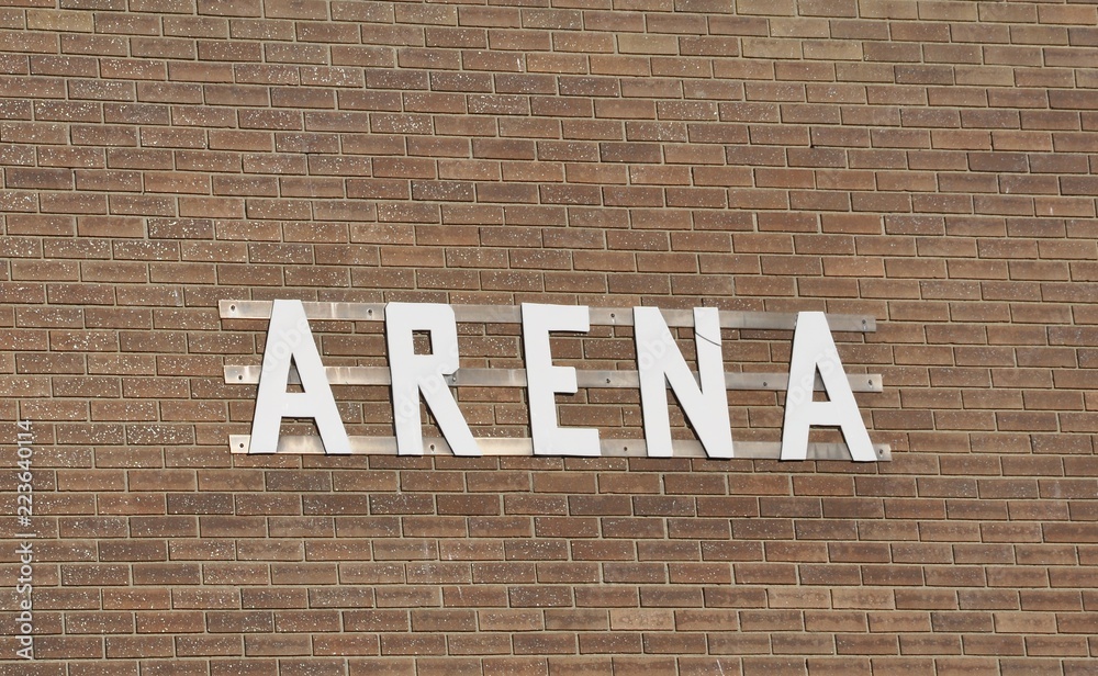 Fototapeta premium Arena sign outside the building