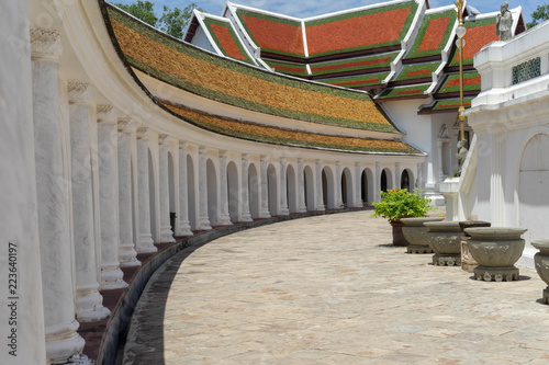 Walkway Wat Phra Pathom Chedi Buddhist Temple in near Bangkok, Thailand