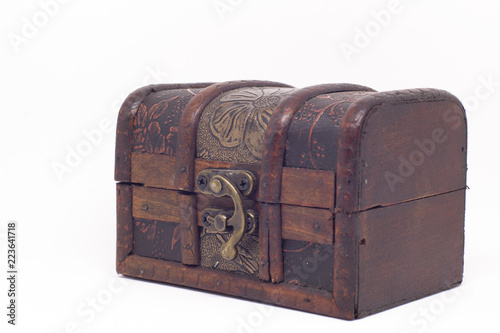 side old wood box in a white background 