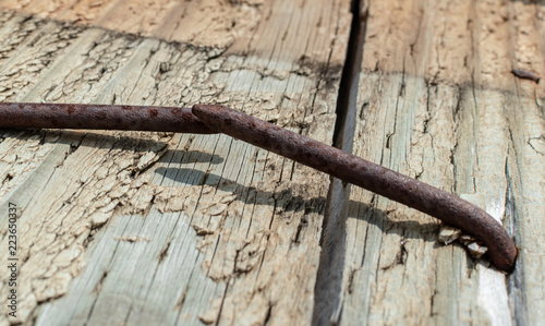 Rusty bent nails