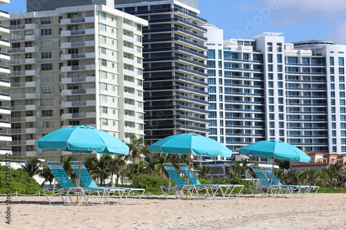 Miami Beach Chaises with Umbrella