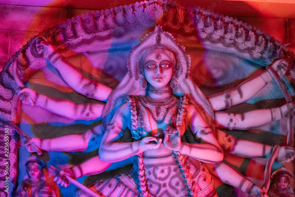 color of Durga idol at Puja Pandal, Durga Puja festival