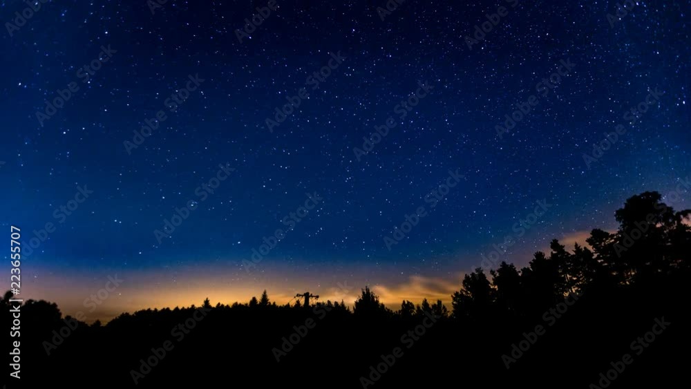 4k time lapse landscape of starry sky over forest. 3840x2160 4k time lapse landscape of starry sky over forest. 3840x2160