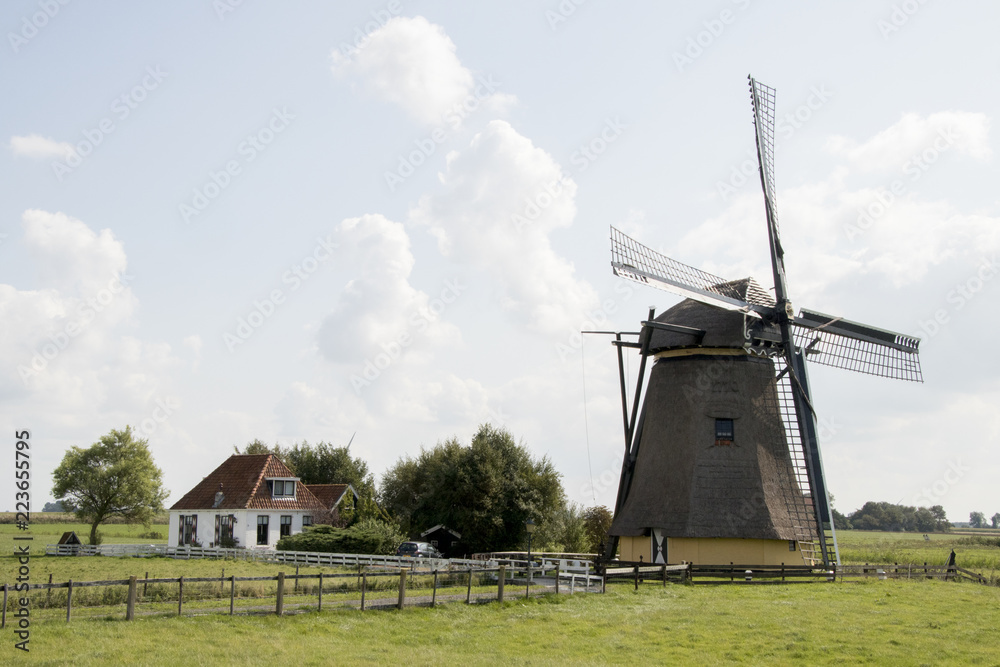 Historical windmill, in the meadow Historical windmill, in the meadow