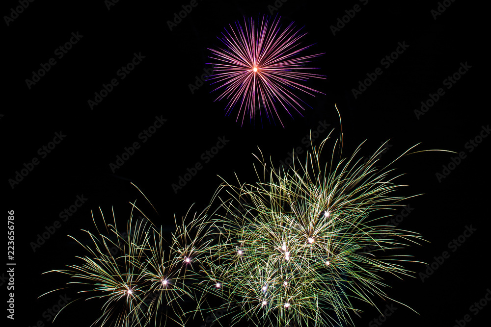 Sparkle fireworks in the night sky