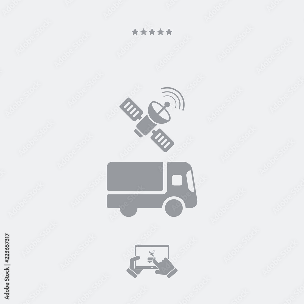 Truck with satellite control - Vector web icon Truck with satellite control - Vector web icon