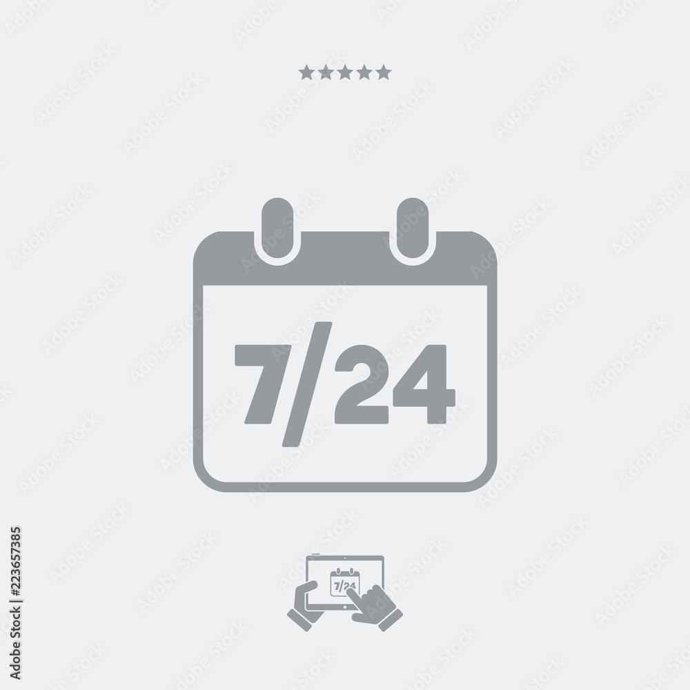 7/24 availability calendar - Vector web icon 7/24 availability calendar - Vector web icon
