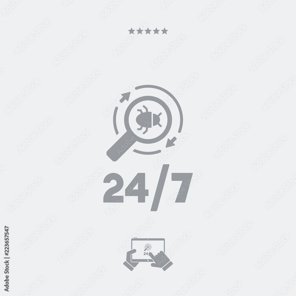 Antivirus service 24/7 - Minimal vector icon Antivirus service 24/7 - Minimal vector icon