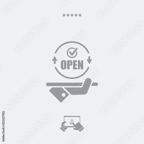 Full time agency services - Check open - Vector web icon
