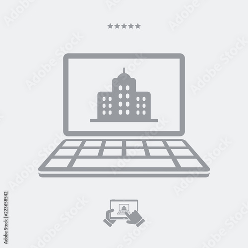 Find house or hotel online - Vector web icon