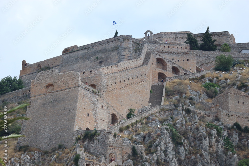 Walls and bastions of Palamidi fortress, Nafplio, Peloponnese, Greece