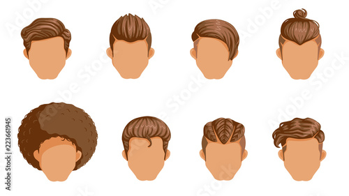 Retro Hairstyle Men. male retro hair. Mohawk Hair, Hairstyles dating rock, Hairdo, skinhead. The classic and trendy. salon hairstyles for haircut. vector icon set isolated on white background. 