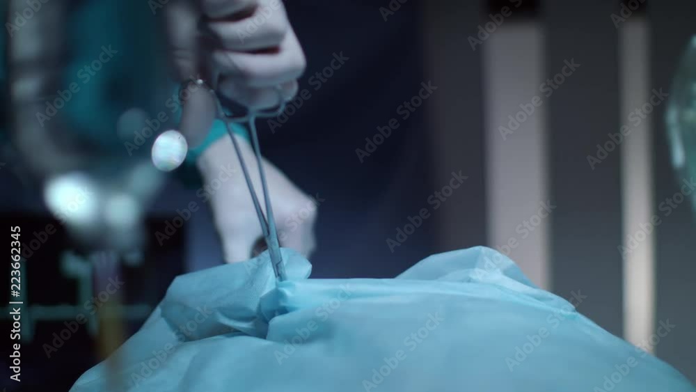 Surgeon patient breath oxygen mask during operation. Point of view patient on medical operation