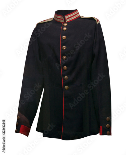 Ancient military coat of a Russian 18th century officer's officer isolated  . Isolated with clipping path. photo