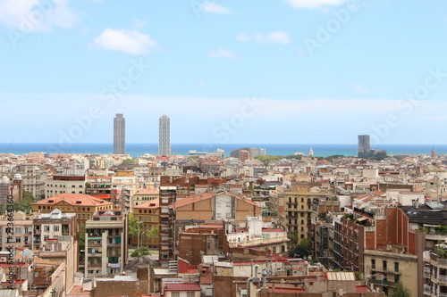 Barcelona skyline with a view of the Mediterranean Sea