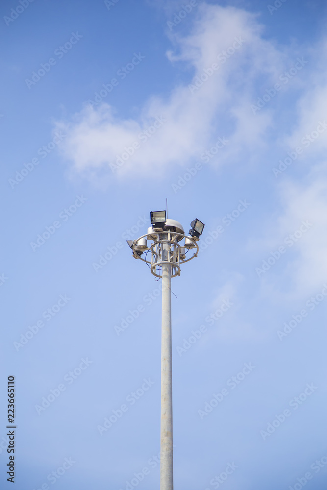 lamp post electricity industry ,on the sky Background.