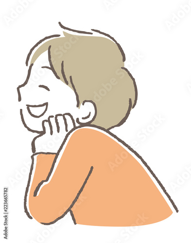 頬杖　男の子