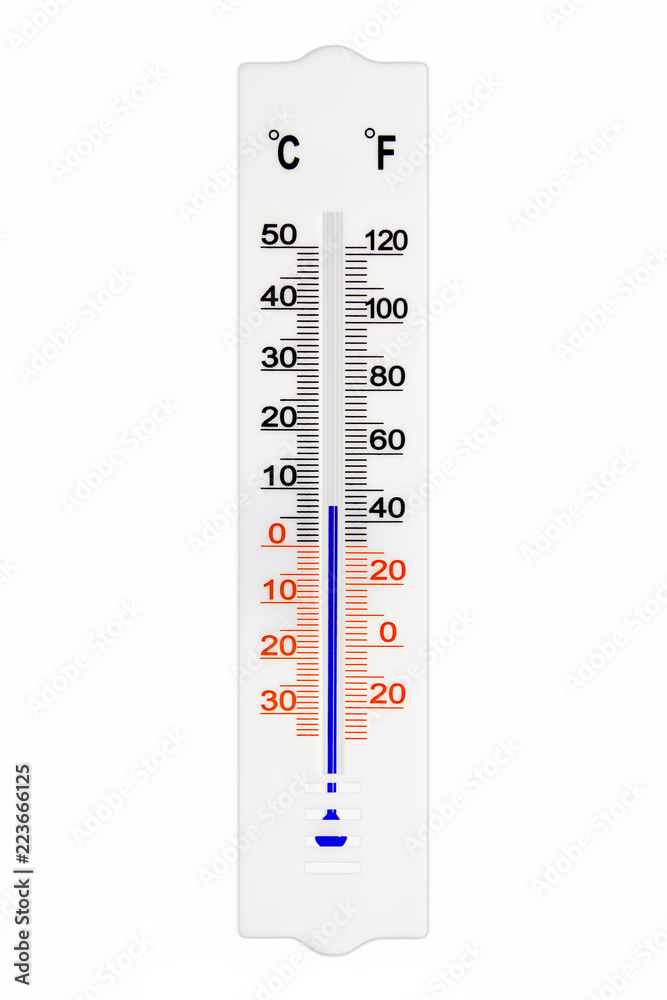Ontleden verbrand spectrum Meteorology thermometer isolated on white background. Air temperature plus 7  degrees celsius Stock Photo | Adobe Stock