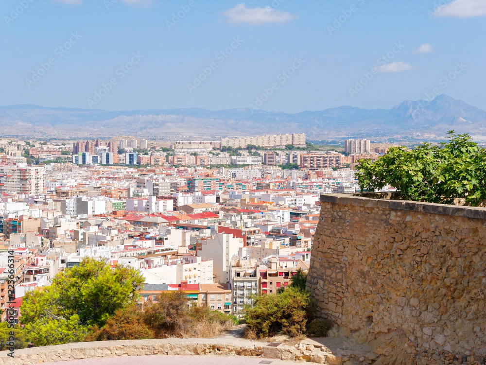 Fragment of the walls of the Castillo de Santa Barbara in Alicante, Spain.