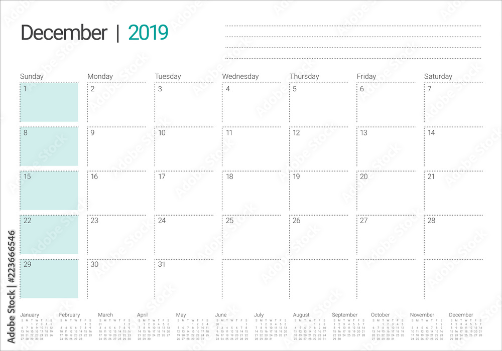 December 2019 desk calendar vector illustration December 2019 desk calendar vector illustration