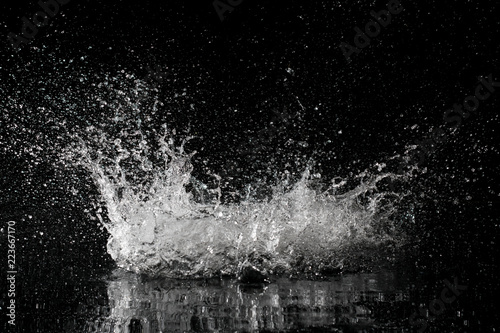 splash of water on a black background