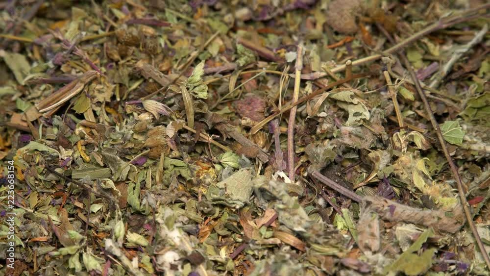 Assortiment of Dry Tea and Herbs Rotating
