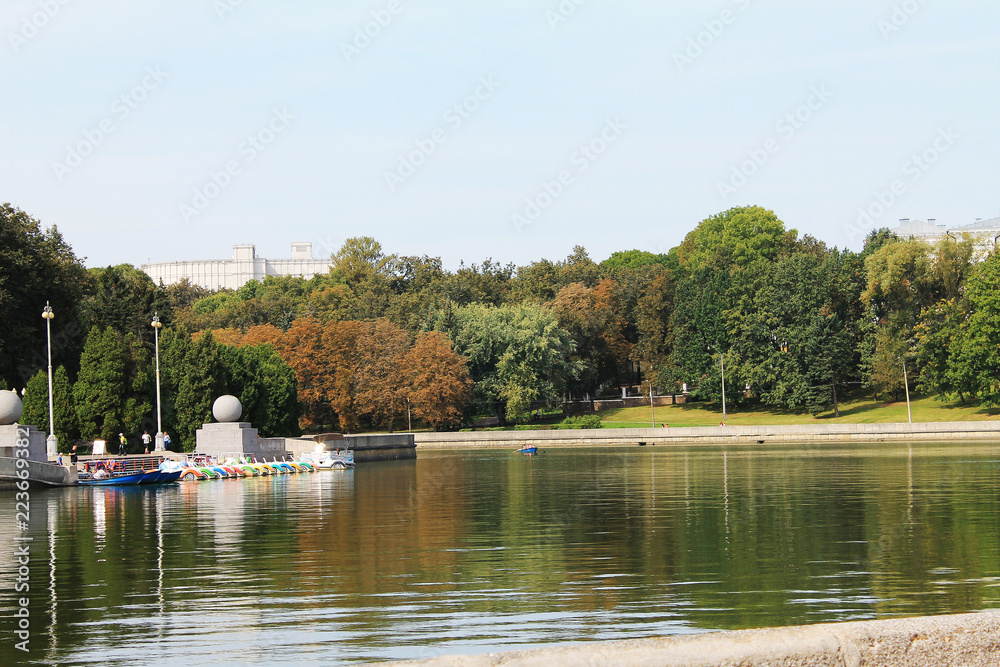 The capital of the Republic of Belarus. - Minsk city. Embankment of the river Svisoch. View 3.