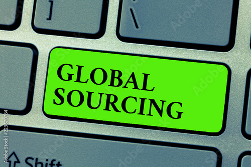 Conceptual hand writing showing Global Sourcing. Business photo text practice of sourcing from the global market for goods. photo