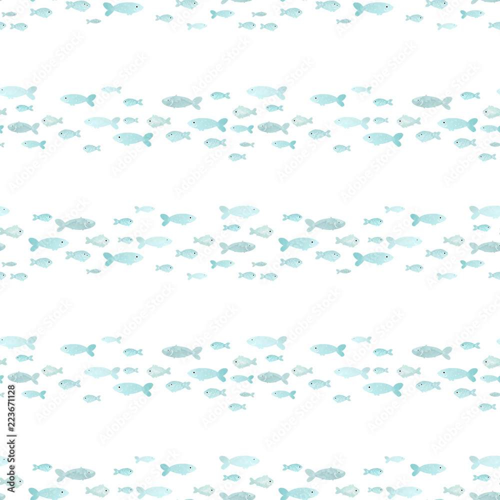 Fototapeta premium Watercolor sea life pattern