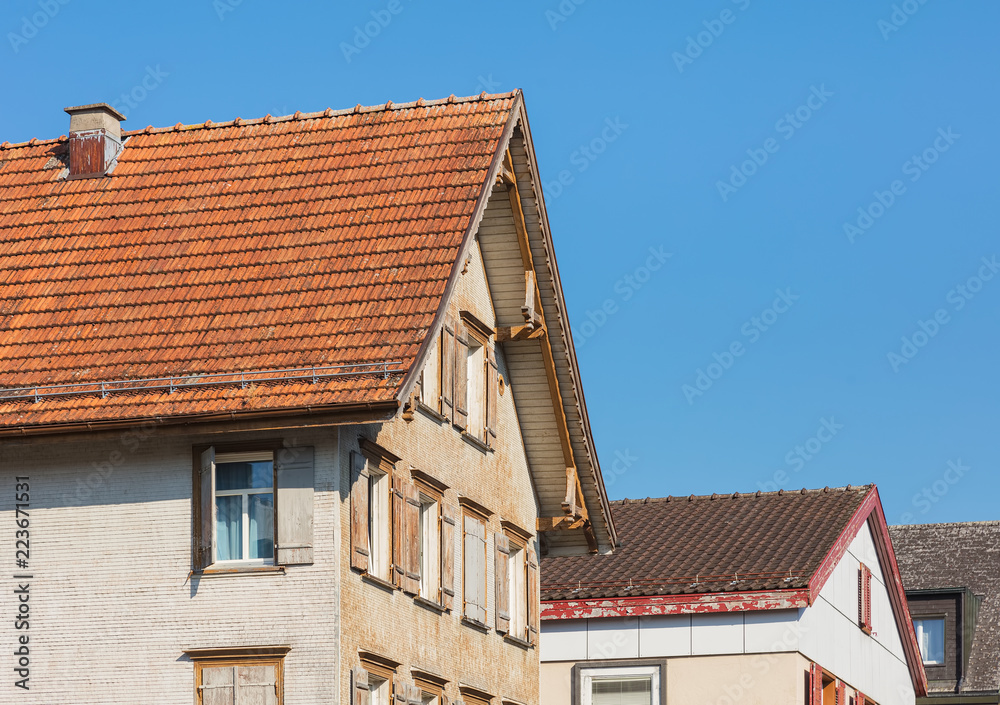 Roofs of traditional houses in central Europe