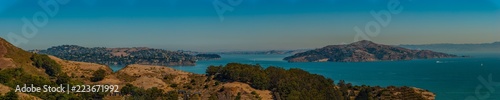 Panoramic view of San Francisco bay Islands ,Belvedere Is. and Angel Is. state park